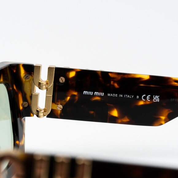 Miu Miu Brown and Gold Sunglasses with Tortoiseshell Frame - Picture 7 of 9